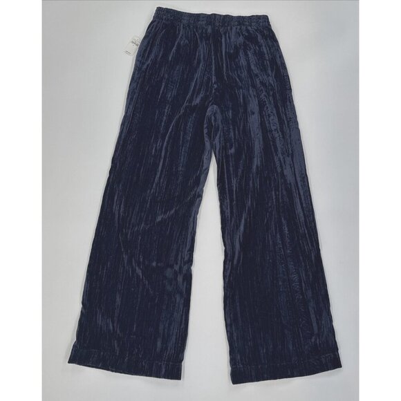 Gap Crinkle Corduroy Pants Womens Small Blue Wide Leg Barrel Elastic Waist NEW - Picture 5 of 8